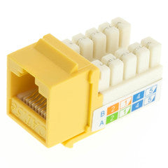 Cat5e Keystone Jack, Yellow, RJ45 Female to 110 Punch Down