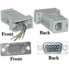 Modular Adapter, Gray, DB9 Male to RJ12 Jack