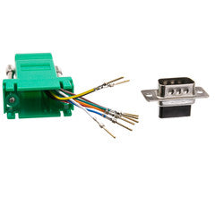 Modular Adapter, Green, DB9 Male to RJ45 Jack