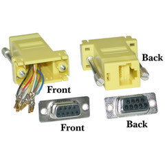 Modular Adapter, Yellow, DB9 Female to RJ45 Jack