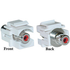 Keystone Insert, White, Recessed RCA Female Coupler (Red RCA)