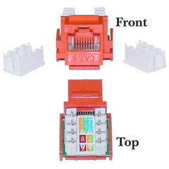 Cat6 Keystone Jack, Orange, RJ45 Female to 110 Punch Down