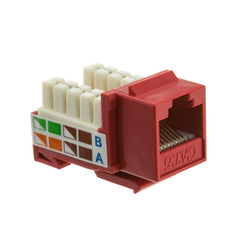 Cat6 Keystone Jack, Red, RJ45 Female to 110 Punch Down