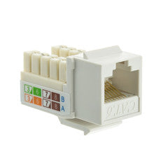 Cat6 Keystone Jack, White, RJ45 Female to 110 Punch Down