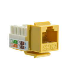 Cat6 Keystone Jack, Yellow, RJ45 Female to 110 Punch Down