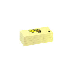 3M Post-it Notes, Canary Yellow, 1 3/8 in x 1 7/8 inch 100-sheet pads, 12 pads/pack