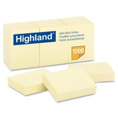 3M Post-it Notes, Highland Yellow, 1 3/8 in x 1 7/8 inch 100-sheet pads, 12 pads/pack