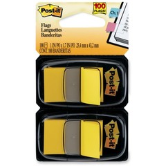 3M Post-it Flags Yellow, 1 in x 1.7 in 50/per/disp, 2/pk, 100/pk