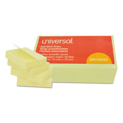 Universal Self-Stick Note Pads, 3 x 3, Yellow, 100-Sheet, 12/Pack