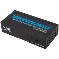 2 way HDMI Amplified Splitter, HDMI High Speed with Ethernet, 4K@60Hz, HDMI v2.0, HDCP2.2, Metal Housing