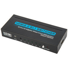 2.0 HDMI Switch, 5 way, 5x1, HDMI High Speed with Ethernet, 4K@60Hz, HDCP2.2, Metal Housing