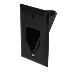 1-Gang Recessed Low Voltage Cable Plate, Black