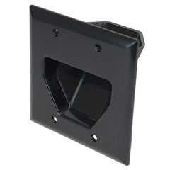 2-Gang Recessed Low Voltage Cable Plate, Black