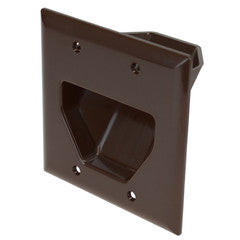 2-Gang Recessed Low Voltage Cable Plate, Brown