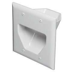 2-Gang Recessed Low Voltage Cable Plate, White