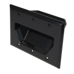 3-Gang Recessed Low Voltage Cable Plate, Black