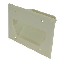 3-Gang Recessed Low Voltage Cable Plate, Lite Almond