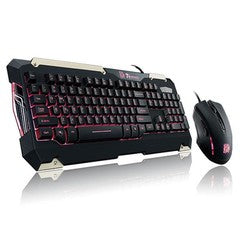 Tt eSPORTS Commander Gaming Gear Combo(USB Keyboard and USB Mouse), Black with Red Backlight