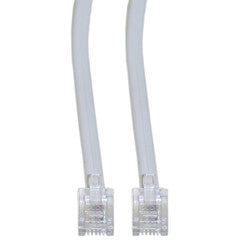 Telephone Cord (Voice), RJ11, 6P / 4C, White, Reverse, 15 foot