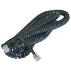 Headset to Phone Cord (Voice), RJ22, 4P / 4C, Black, Coil, Reverse, 25 foot. *46 inches coiled*