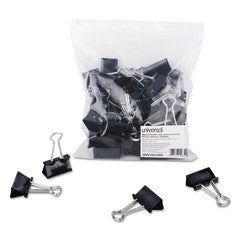 Universal Binder Clips in Zip-Seal Bag, Medium, Black/Silver, 36/Pack - UNV10210VP