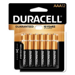 Duracell CopperTop Alkaline Batteries, AAA, MN24RT12Z, 12/PK