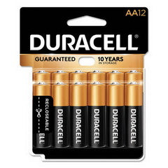 Duracell CopperTop Alkaline Batteries, AA, MN15RT12Z, 12/PK