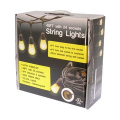 48ft Waterproof Outdoor String Light Cable E26 (Bulbs not included)