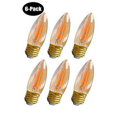 3.5 Watt (25W Equiv.) Warm (2200k) Candelabra Style, Dimmable LED Filament Bulb, E26, 6-Pack