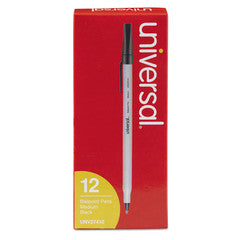 Universal Stick Ballpoint Pen, Medium 1mm, Black Ink, Gray Barrel, 12/pack - UNV27410