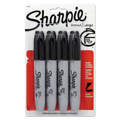Sharpie Chisel Tip Permanent Marker, Medium, Black, 4/Pack