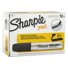 Sharpie King Size Permanent Marker, Broad Chisel Tip, Black, 12/pack