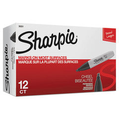 Sharpie Chisel Tip Permanent Marker, Medium, Black, 12/pack