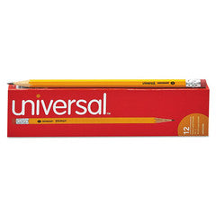 Universal Wood #2 Pencil, HB #2, Yellow Barrel, 12/pack - UNV55400