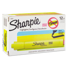 Sharpie Accent Tank Style Highlighter, Chisel Tip, Fluorescent Yellow, 12/Pack