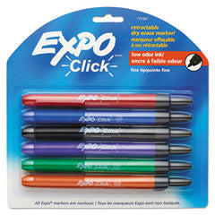 Expo Click Dry Erase Marker, Fine Bullet Tip, Assorted Colors, 6/Pack
