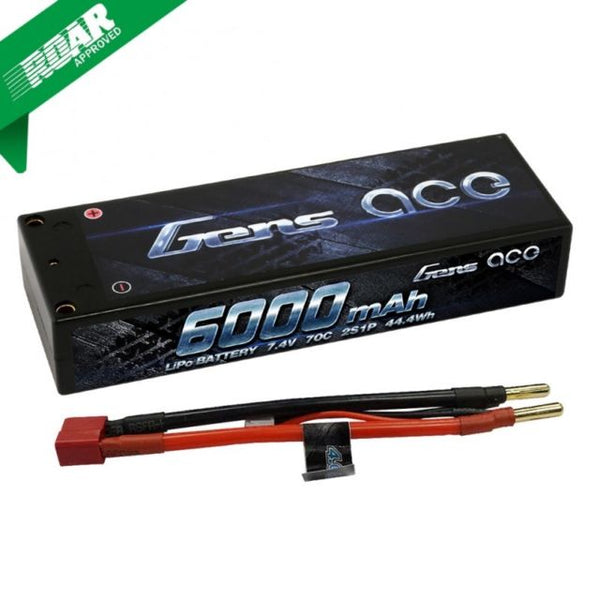 Redcat Racing GA-600070C Gens Ace 6000mAh 7.4V 70C 2S1P Hardcase Lipo Battery Pack 10# with 4.0mm banana to Deans plug