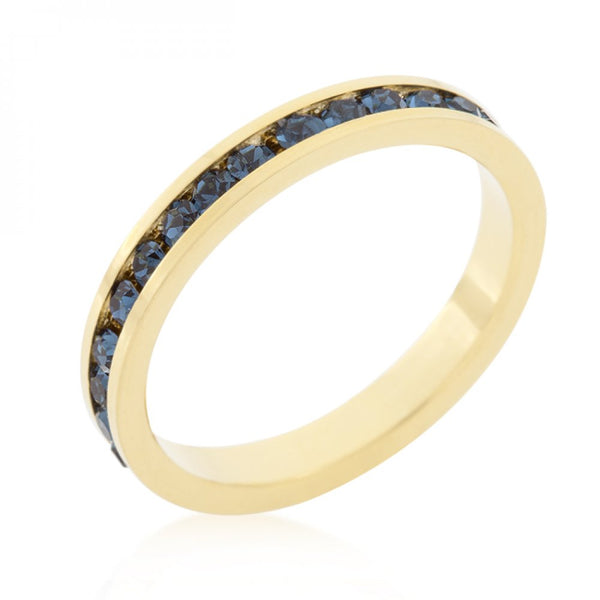 Stylish Stackables With Deep Blue Crystal Ring