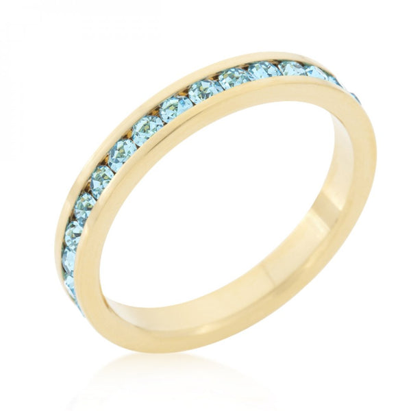 Stylish Stackables Aqua Crystal Gold Ring