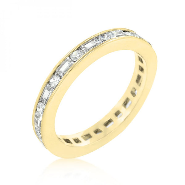 Alternating Cubic Zirconia Eternity Band In Goldtone Finish