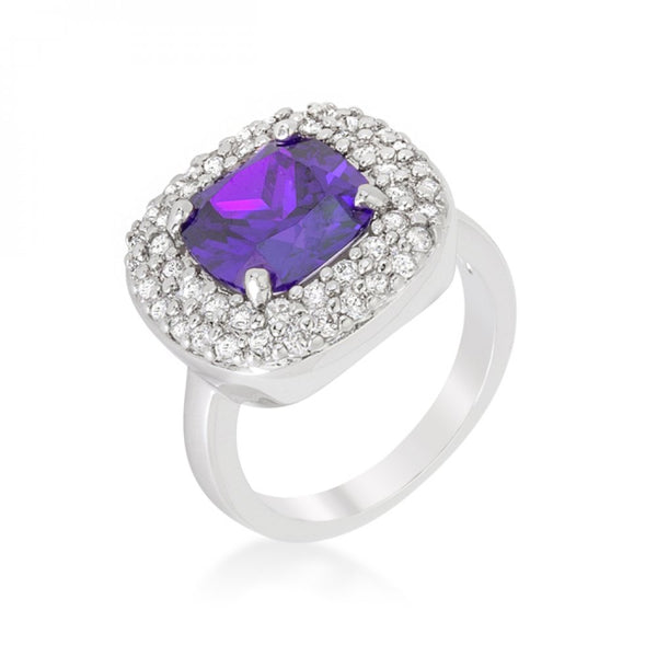 Micropave Purple Bridal Cocktail Ring