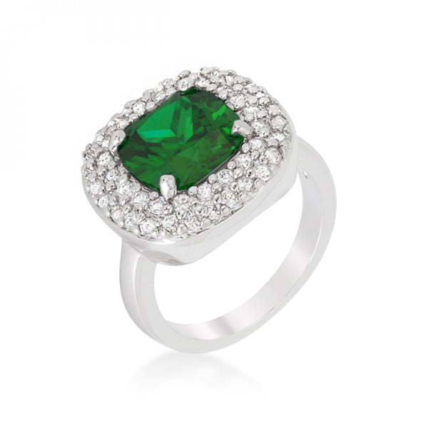 Micropave Green Bridal Cocktail Ring
