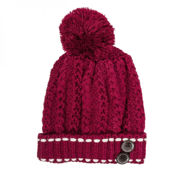 Burgundy Michelle Knitted White Stitch Beanie