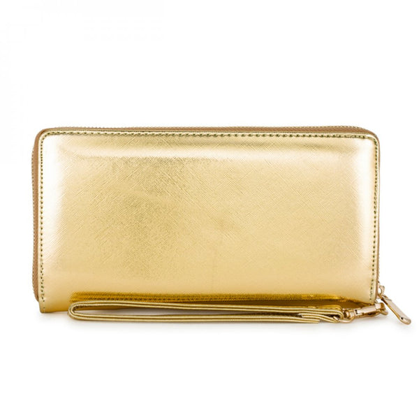 Martha Gold Faux Leather Clutch