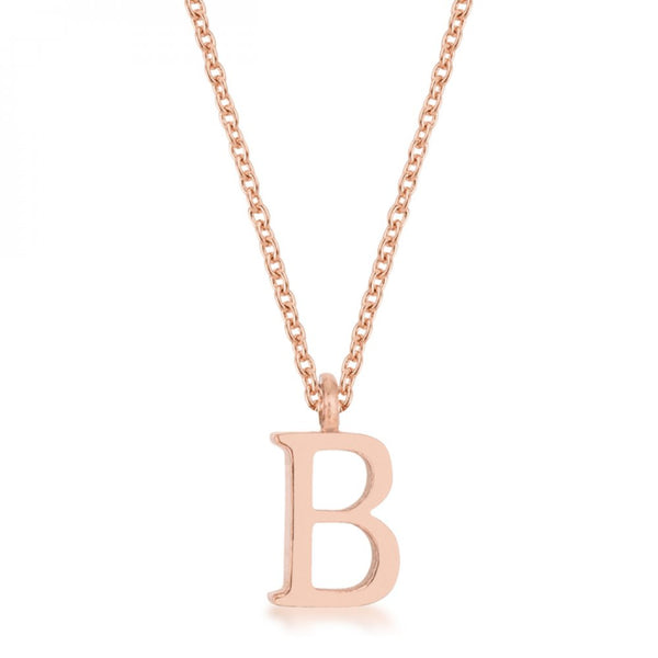 Elaina Rose Gold Stainless Steel B Initial Necklace
