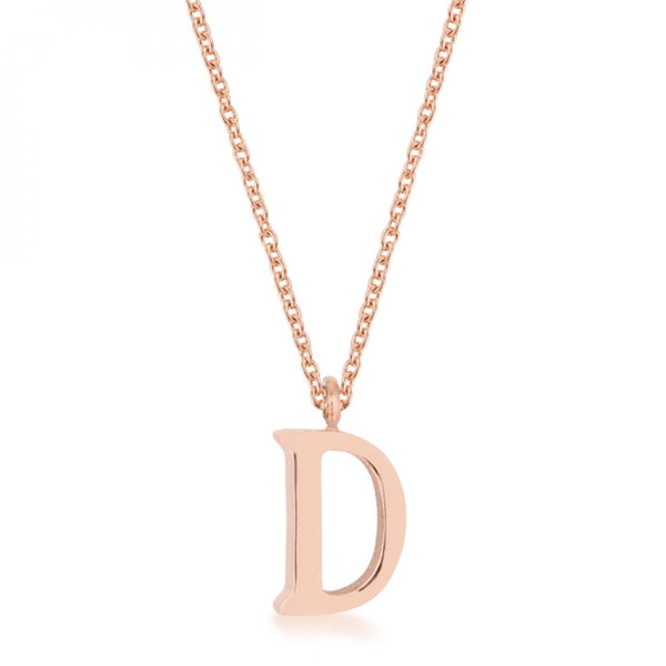 Elaina Rose Gold Stainless Steel D Initial Necklace