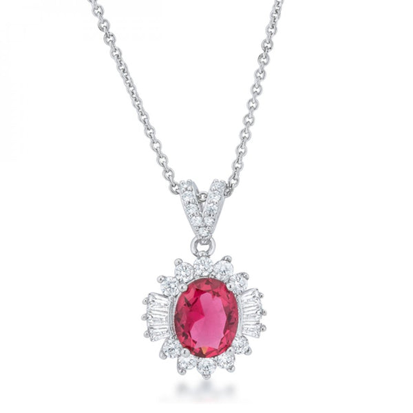 Chrisalee 3.2ct Ruby Cz Rhodium Classic Drop Necklace