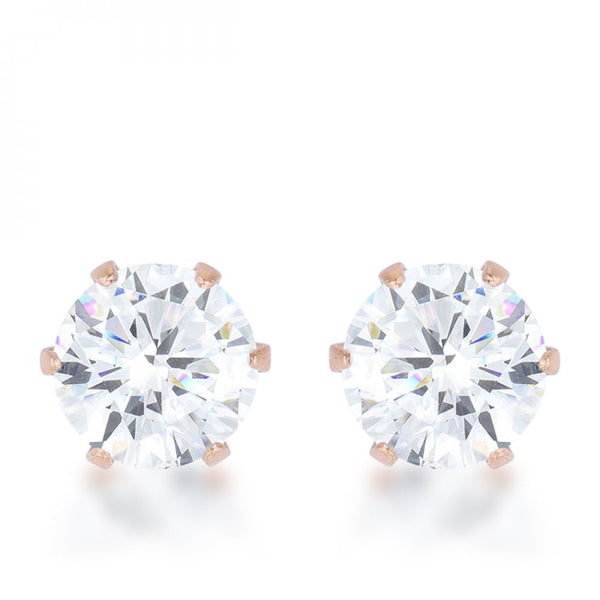 Reign 3.4ct Cz Rose Gold Stainless Steel Stud Earrings
