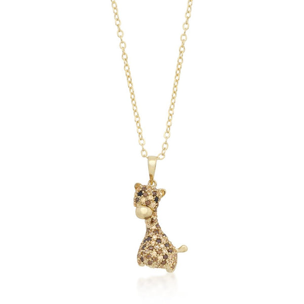 Golden Cz Giraffe Pendant Necklace