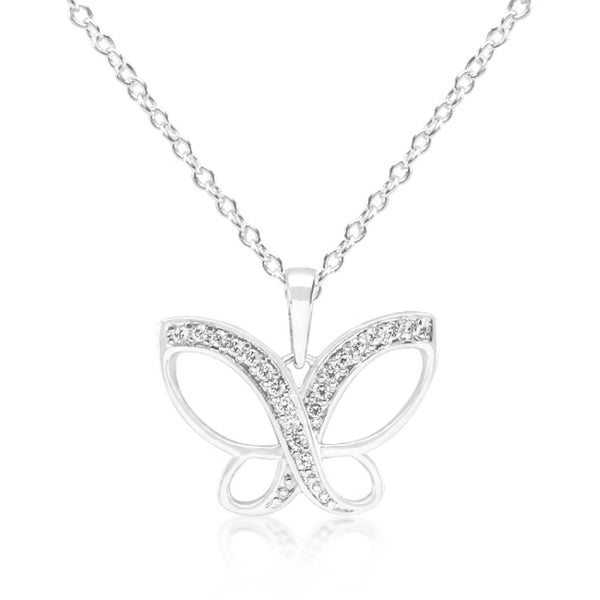 Dainty Butterfly Cz Pendant Necklace